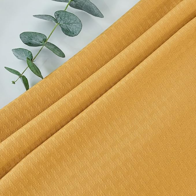 maxmill Weaved Texture Rectangle Tablecloth Water Resistant Wrinkle Free Spill-Proof, Soft Table Cloth for Dining Room Decoration, Banquet Parties Event Holiday Dinner, 60 x 84 Inch Ochre Yellow