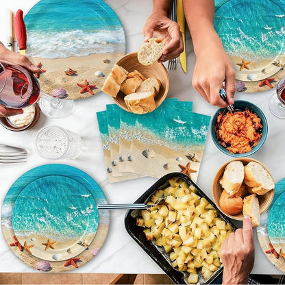 180Pcs Beach Ocean Party Plates and Napkins Set, Serves 60 | Under The Sea - Image 7
