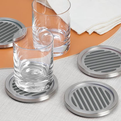 iDesign Forma Brushed Stainless Steel Drink Coasters - Image 4