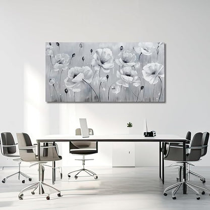Belmrxne Large Floral Wall Art Black and Grey Wall Decor flower Canvas Painting Aesthetic Artwork modern Trendy canvas print for Living Room Bedroom Dining Room Office 29x58 Inches