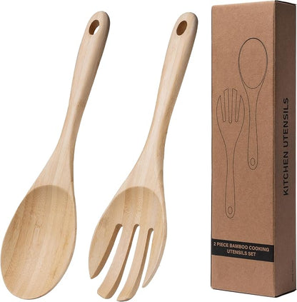 13 Inch Large Premium Bamboo Salad Tongs - Image 4