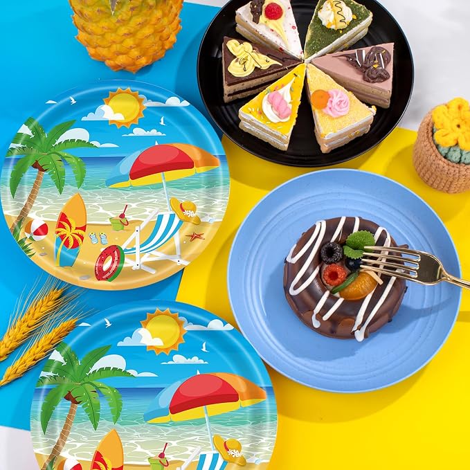 40 Pcs Beach Plates and Napkins, Summer Beach Party Supplies, Serves 20 | - Image 5