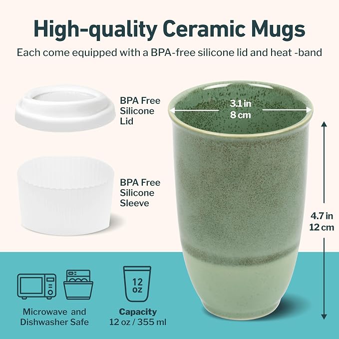 NOVA CERAMICS Travel Mug – Travel Coffee Tumbler – On the Go Coffee Mug – - Image 3