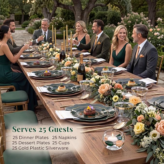 175Pcs Green Plastic Plates - Image 2