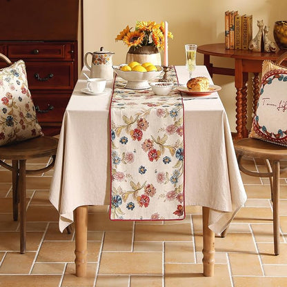 patdrea Designer Farmhouse Linen Thick Table Runner, Rustic Cottage Beige - Image 6