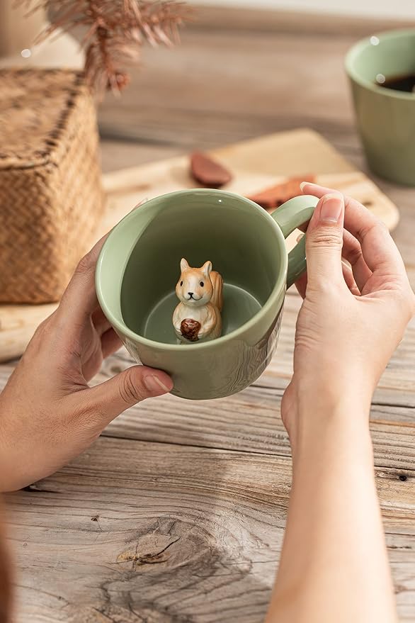 DIHOclub Squirrel Ceramic Cup Hidden 3D Animal Inside Mug, Cute Cartoon - Image 9