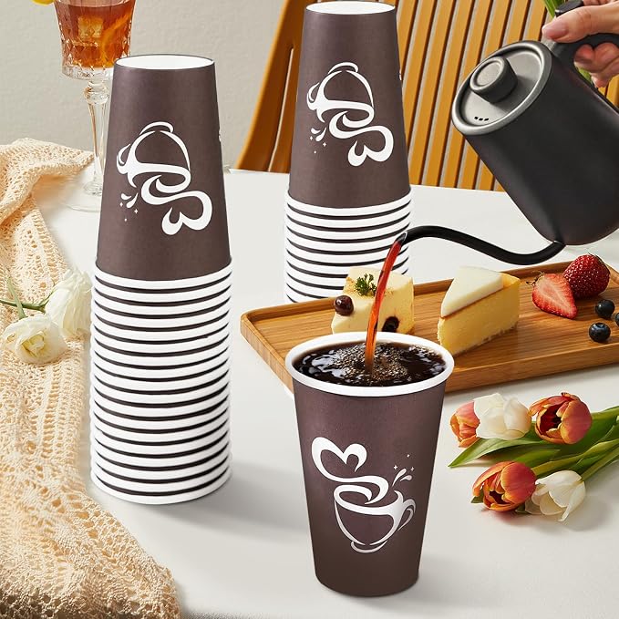 Clawsoff 16 oz 180 Count Paper Coffee Cups Disposable Hot Coffee Cups Brown | - Image 6