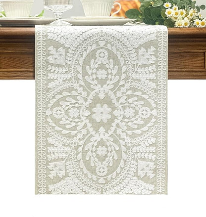 KEVA Boho Table Runner 72inches Long, Farmhouse Linen Table Runner, Rustic by KEVA