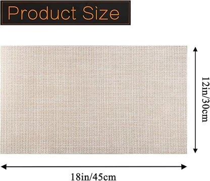 PIGCHCY Beige Placemats Set of 6 Vinyl PVC Durable Place Mats - Image 2