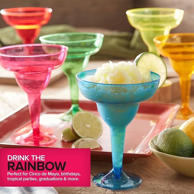 Stock Your Home Multicolor Plastic Margarita Glasses Disposable Decorations - Image 7