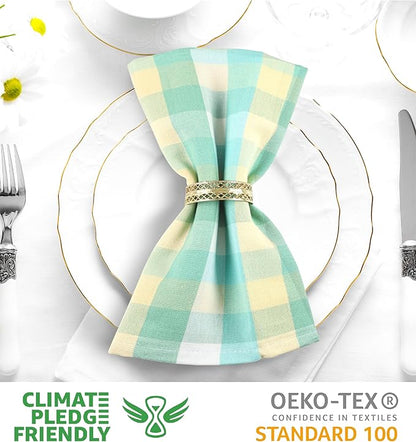Urban Villa Cloth Napkins Set of 12 20x20 Inches 100% Cotton Napkins Cloth Washable Soft Durable Reusable Absorbent Table Dinner Napkins Cloth for Hotel Lunch Restaurant Weddings Parties-Green Sand