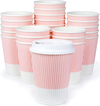 Disposable Coffee Cups With Lids - 12 oz Paper To Go Coffee Cups With by Glowcoast