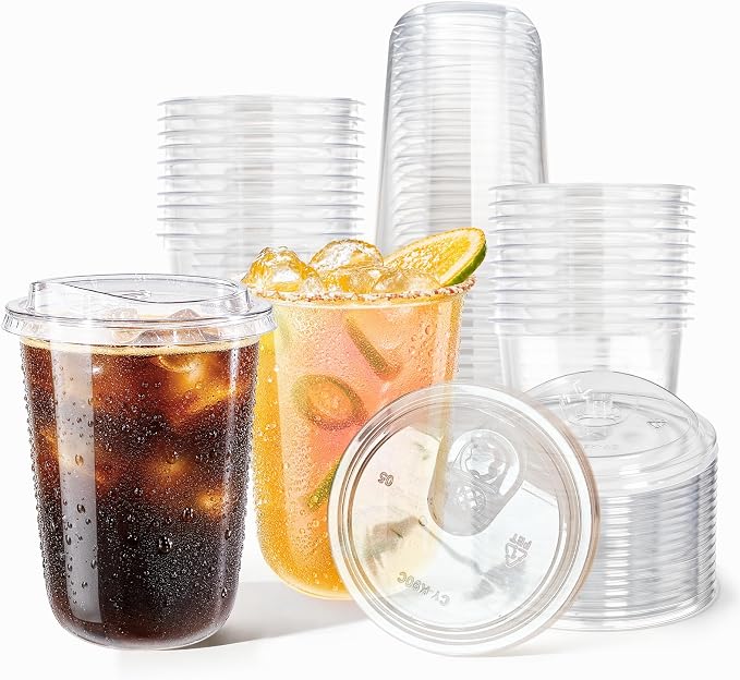 50 Pack 16 oz Round Bottom Plastic Cups by Unknown
