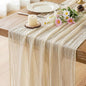 Beige Cheesecloth Table Runner Gauze Rustic Boho Home Decoration | 30x120 Inches by FEXIA