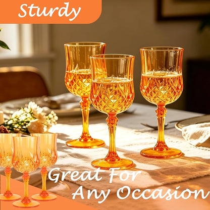 24Pack Plastic Wine Glasses, 7oz Vintage Goblets - Image 6