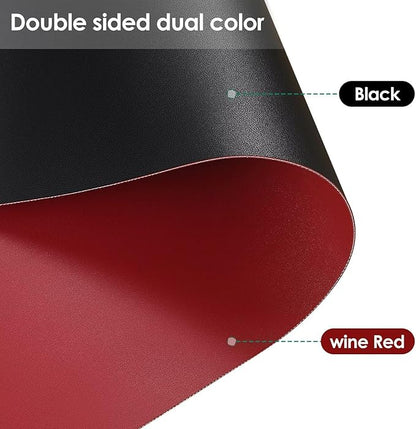 Desk Cover Protector - Used for Square Table Waterproof and Easy to Clean Good Flatness Easy to Used for Dining Table(Black+Wine Red 44x44)