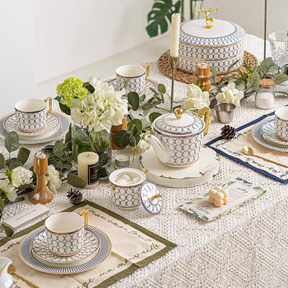 CwlwGO-European style cup and saucer set, 7 oz bone china exquisite glazed - Image 6