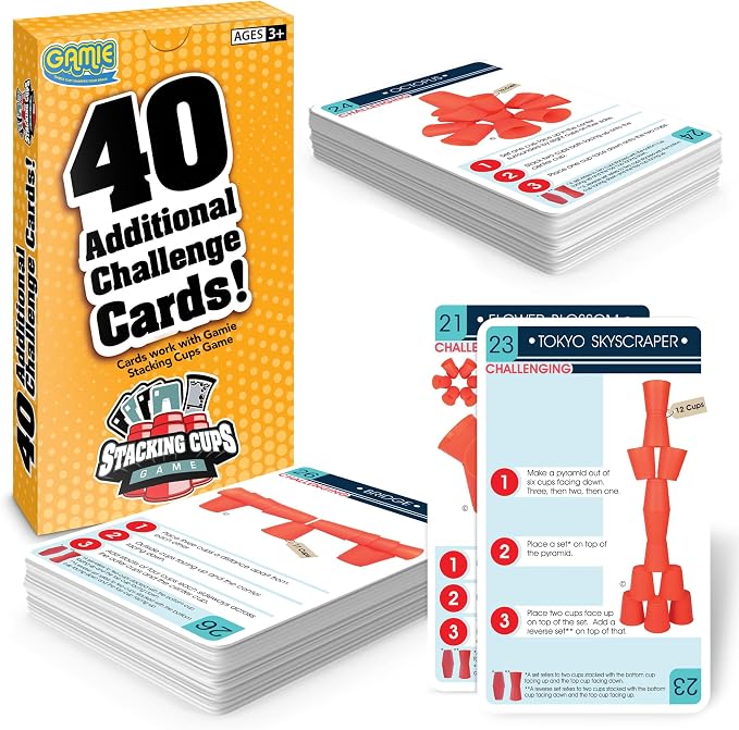 Gamie Challenge Cards for Stacking Cups Game by Gamie