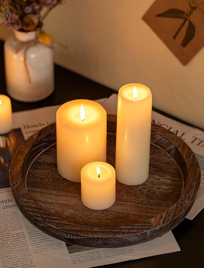 Hanobe Round Wooden Candle Holder Trays - Image 3