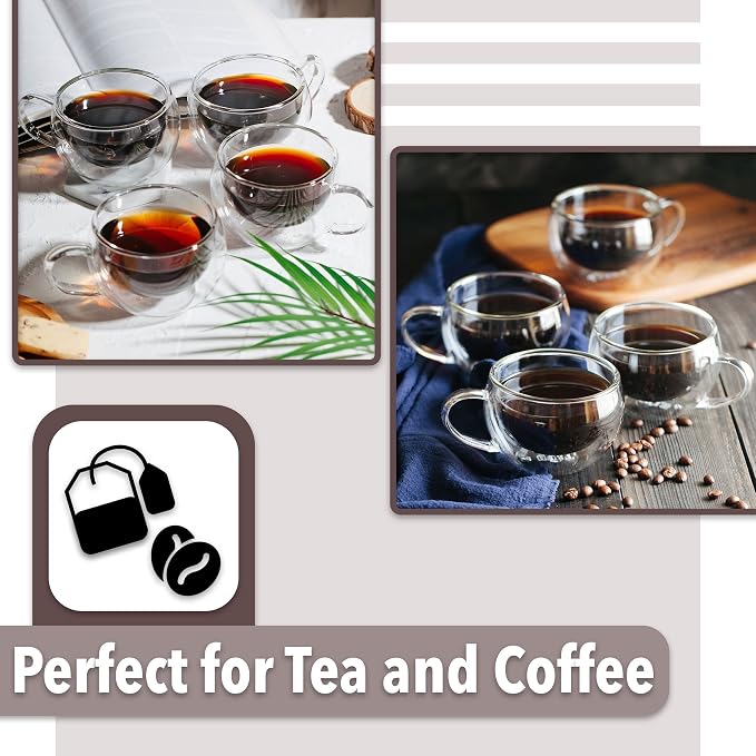 BTaT- Double Walled Glass Coffee Mugs, 9 oz, Glass Coffee Cups - Image 7
