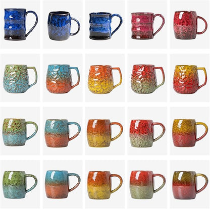 18oz Unique Yellow & Red Kiln-Change Ceramic Coffee Mug, Handcrafted Hammered - Image 8