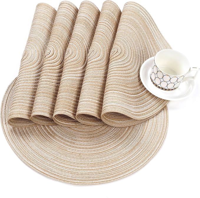 SHACOS Round Braided Placemats Set of 4 Washable Place Mats - Image 9