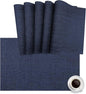 DACHUI Placemats Set of 4, Linen Look Woven Place Mats, Water Resistant, Heat Resistant, Washable, Durable Table Mats (Navy Blue)