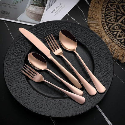 VANDBAO Coppery Flatware Cutlery Silverware Set 20 Pieces, Stainless Steel - Image 4