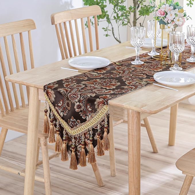 Luxury Vintage Table Runner Embroidery Jacquard Fabric - Image 4