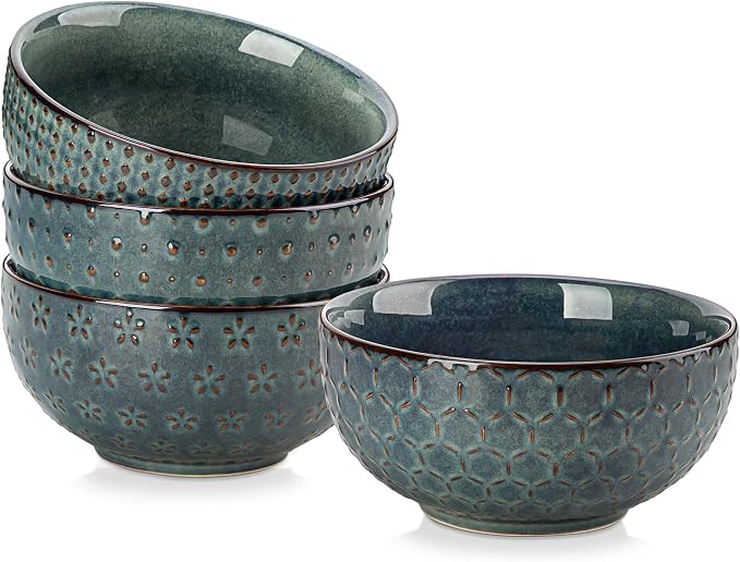 MALACASA Cereal Bowls, 30 Ounce Ceramic Green Soup Bowl by MALACASA