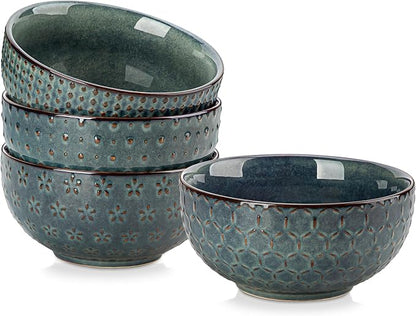 MALACASA Cereal Bowls, 30 Ounce Ceramic Green Soup Bowl by MALACASA