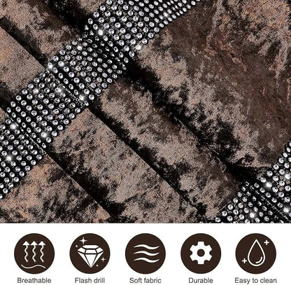 Elegant Rhinestone Brown Table Runner 120 Inches Extra Long, Ombre Velvet | - Image 5