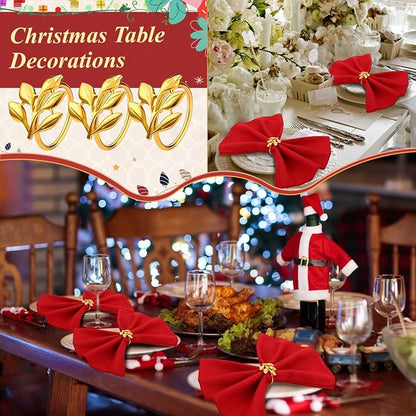 WILLBOND Leaf Napkin Rings Holders Fall Party Napkin Rings - Image 5