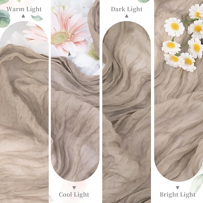 12 Pack Nude Cheesecloth Table Runner 35x120 Inch, Boho Light Brown Cheese - Image 7