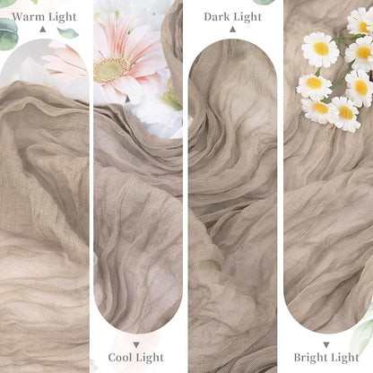 3 Pack Nude Cheesecloth Table Runner, 10ft Light Brown Runner - Image 7