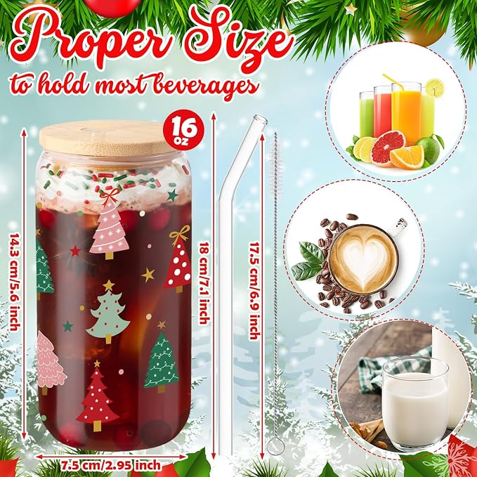 Sliner 2 Pcs Christmas Tree Glass Cups Summer Xmas Tumbler - Image 5