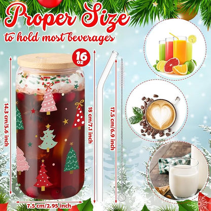 Sliner 2 Pcs Christmas Tree Glass Cups Summer Xmas Tumbler - Image 5