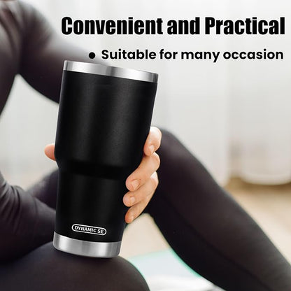 D·S 30 oz Black Tumbler with Straw and Lid Insulated Travel Coffee Mug | Double - Image 6