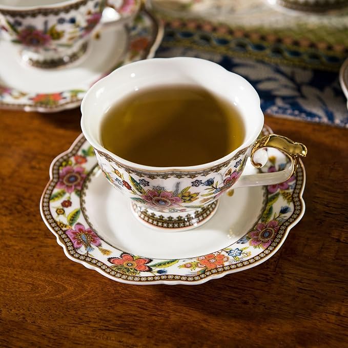 ACMLIFE Fine Bone China Tea Set, 13-Piece English Tea Set - Image 4