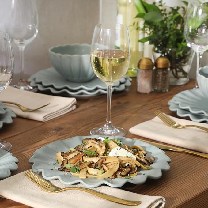 Gibson Elite Bistro Fleur Plates and Bowls Sets, 12-Piece Stoneware Dinnerware - Image 2