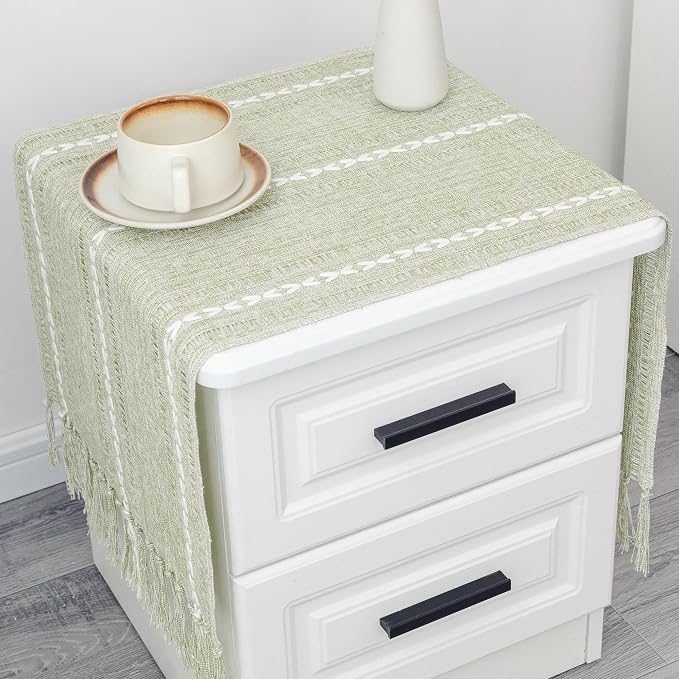 Farmhouse Rustic Sage Green Table Runner by YZKITM
