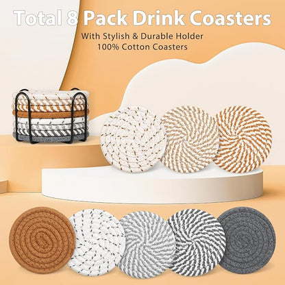 8 Style Drink Coasters with Holder, Absorbent Coasters - Image 2