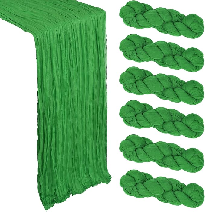 6 Pack Green Cheesecloth Table Runner 10Ft Gauze Cheese Cloth Table Runner by Heneger