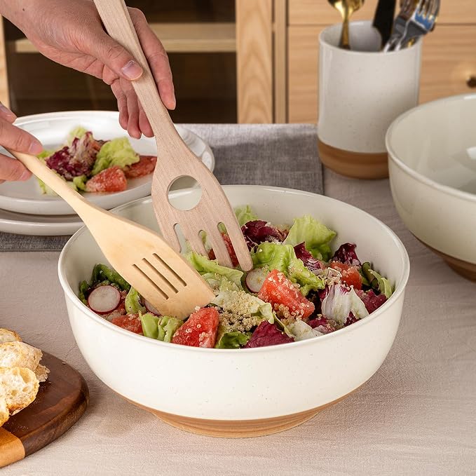 AmorArc 9.8’’ Ceramic Serving Bowls, 3.1 Qt Extra Large Salad Bowls Set of 2 - Image 2