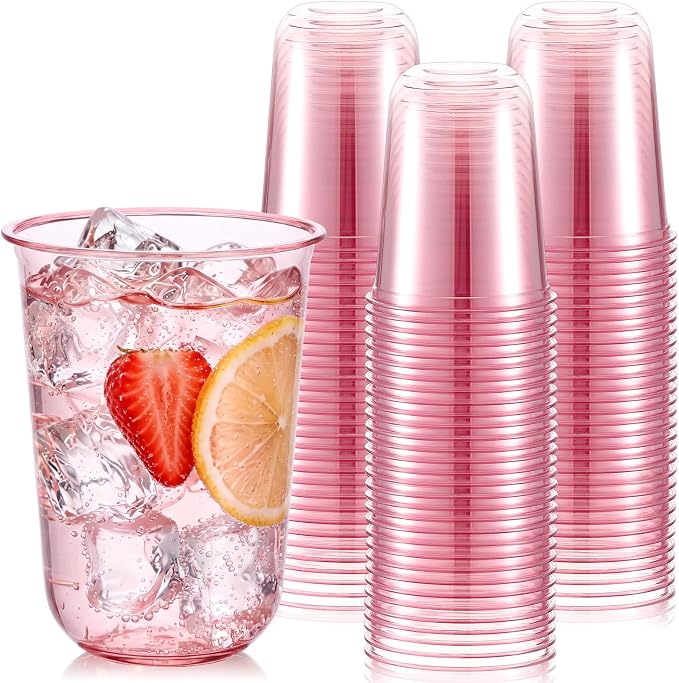 Ziliny 50 Pcs Disposable Stemless Glasses 16oz Crystal Plastic Wine Glasses by Ziliny