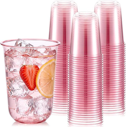 Ziliny 50 Pcs Disposable Stemless Glasses 16oz Crystal Plastic Wine Glasses by Ziliny