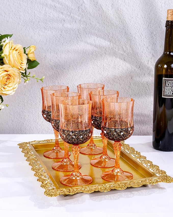 Ciaell 24 Pack Amber Plastic Wine Glasses - Image 9