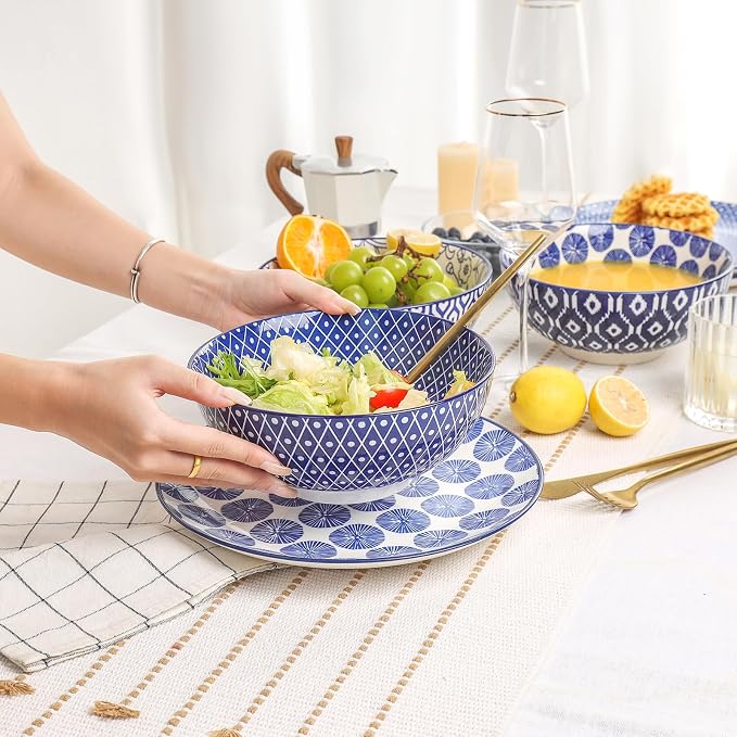 Selamica Ceramic Large Salad Bowls Set, 53 OZ Pho Bowls 8 Inch Soup Bowls - Image 3