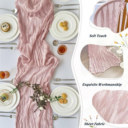 IVAPUPU Dusty Pink Table Runner 120 Inches - Image 5
