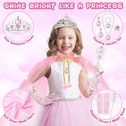 Tea Party Set for Little Girls, Princess Cape & Jewelry, Carrying Case - Image 4